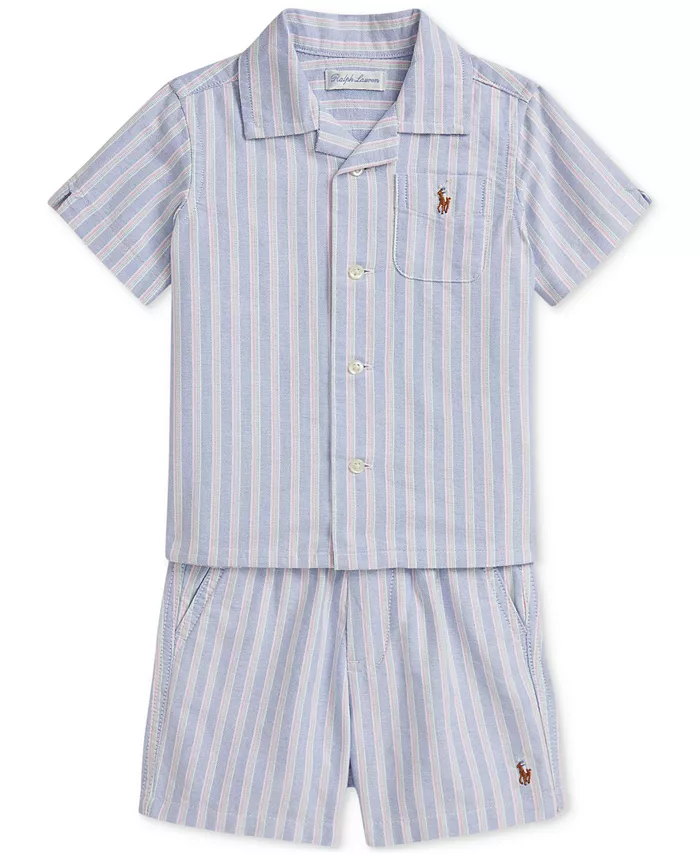 

Комплект короткой одежды для мальчиков из хлопкового оксфорда Baby Boys Polo Ralph Lauren, мультиколор