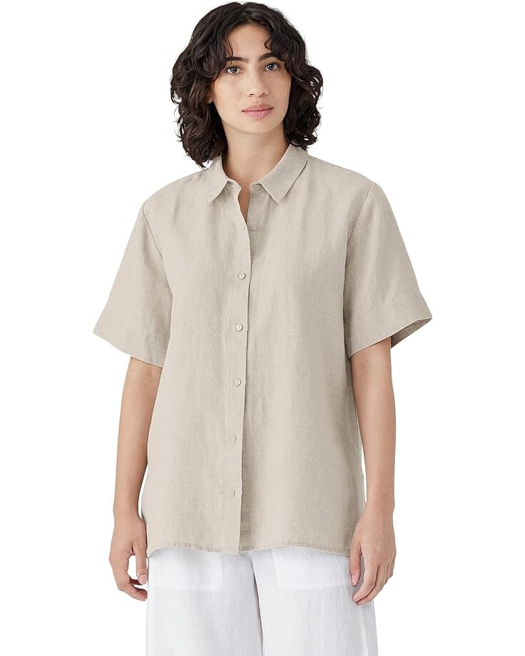 

Рубашка Eileen Fisher Short Sleeve Long, цвет Undyed Natural