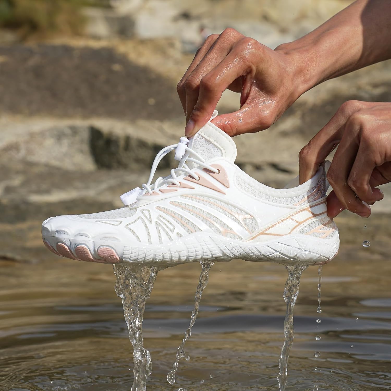 Сандалии Canbebig Hike Barefoot для женщин и мужчин, с широкой носочной частью, дышащие, быстросохнущие водные обувь, противоскользящие, для походов, минималистские кроссовки, модные кроссовки для прогулок по пляжу, унисекс, розовый — фото 4