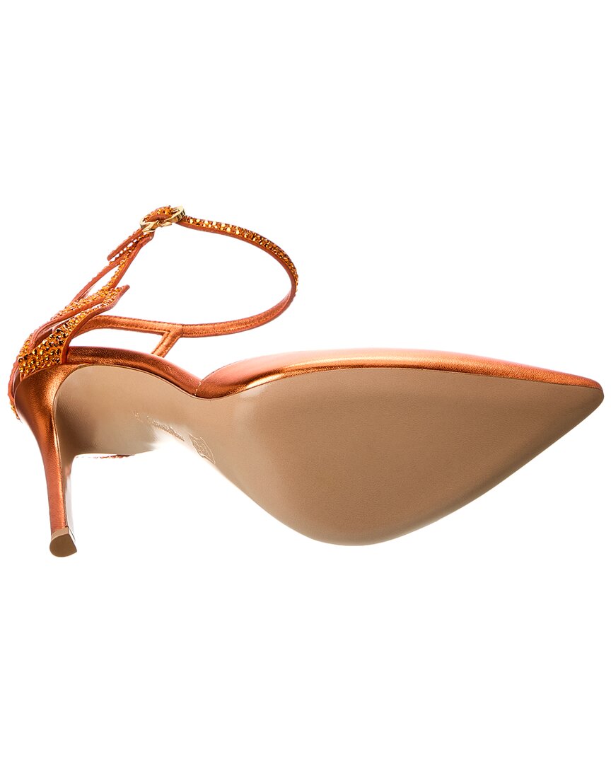 Кожаные туфли Gianvito Rossi Crystal Fleur 105, оранжевый — фото 4