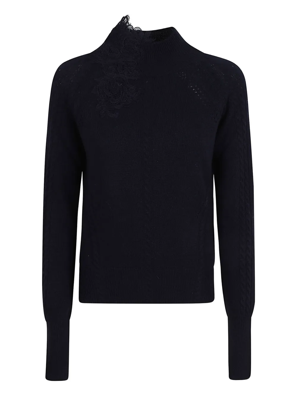 

Свитер с кружевной отделкой Ermanno Scervino, синий