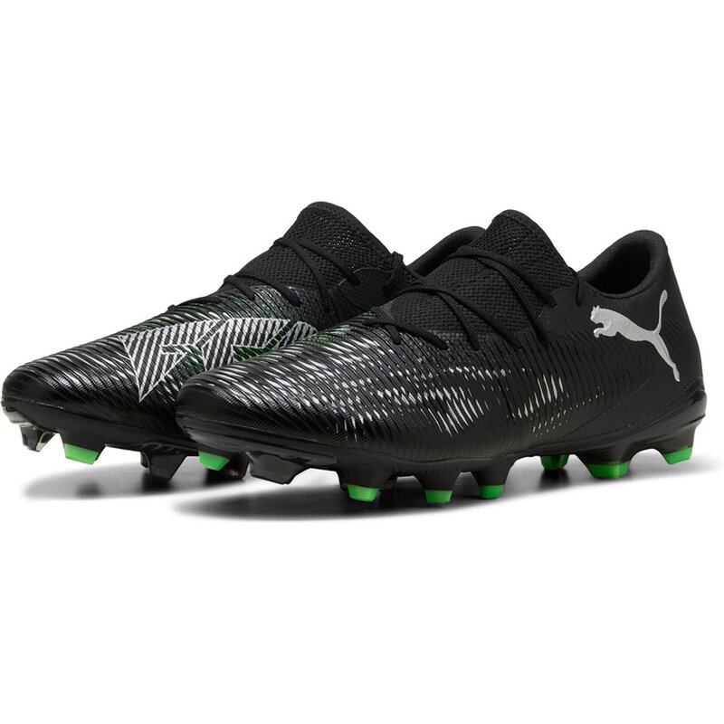 Футбольные бутсы Future 8 Match Low FG/AG Puma, цвет puma black-puma silver-fluo green — фото 3