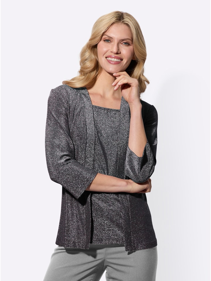 

Sieh an! Футболка 2-в-1 в черном и серебристом цвете, Черный, Sieh an! Футболка 2-в-1 в черном и серебристом цвете