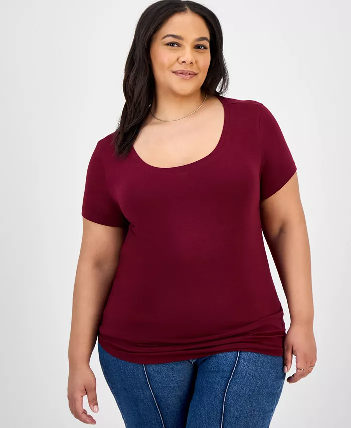 

Модная футболка с круглым вырезом Plus Size Aveto, красный