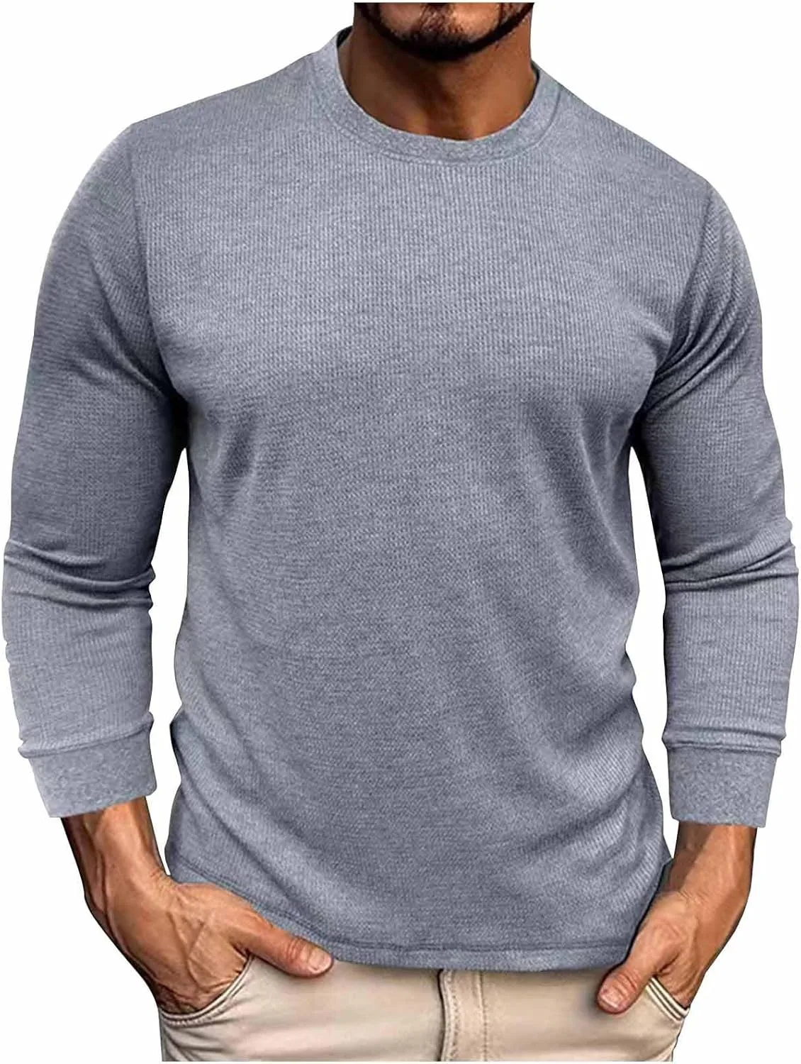 

Мужская кофта с вафельной вязкой и длинными рукавами QUNPIU