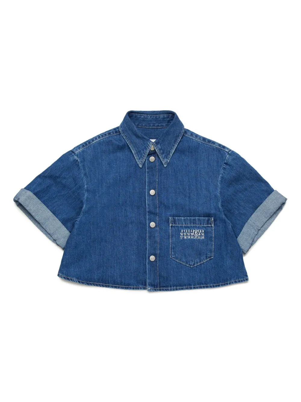 

Укороченная джинсовая рубашка MM6 Maison Margiela Kids, синий