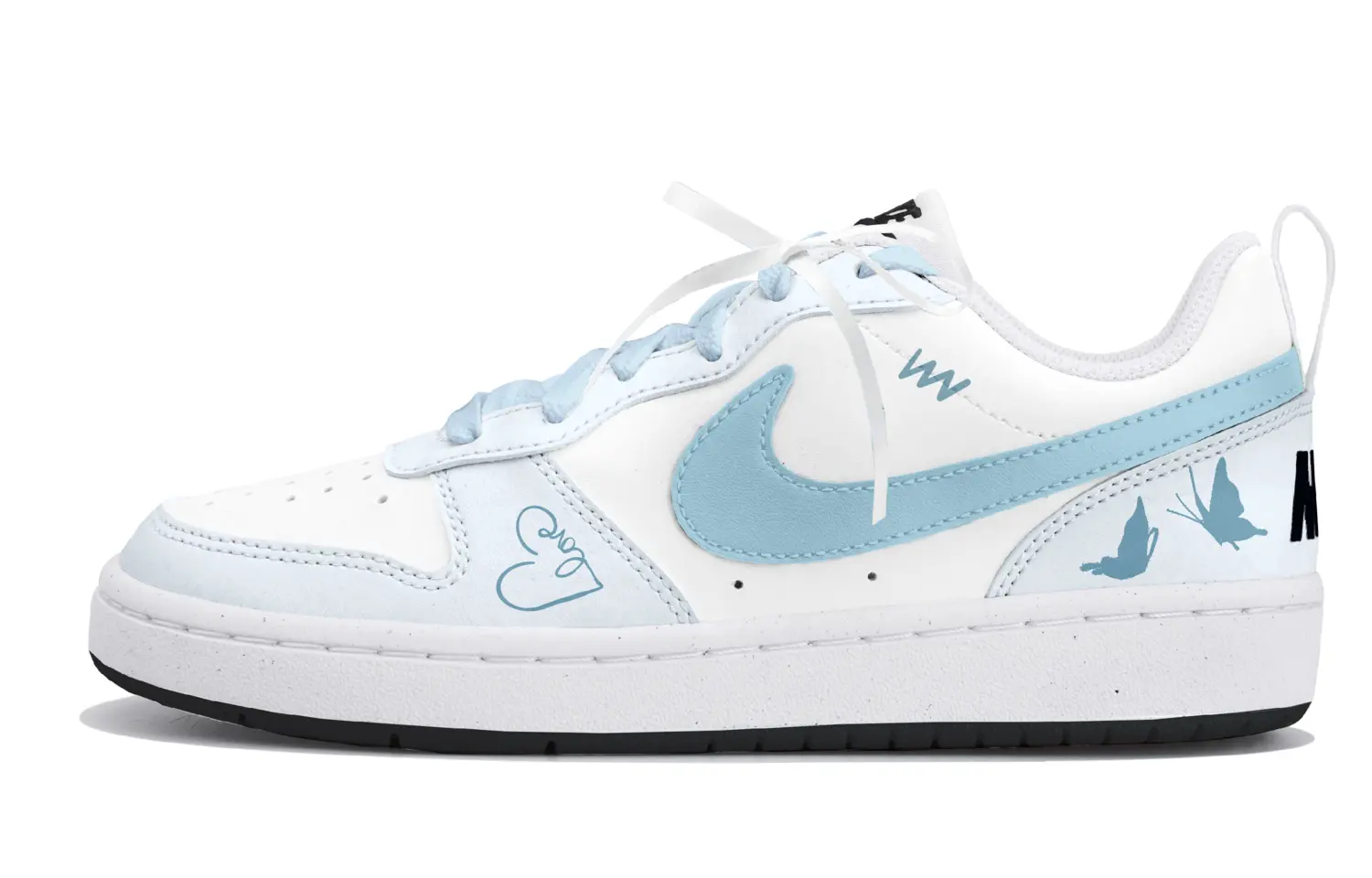 

Nike Детские низкие скейтбордистские кроссовки Court Borough из синтетической кожи, белые и синие, для подростков