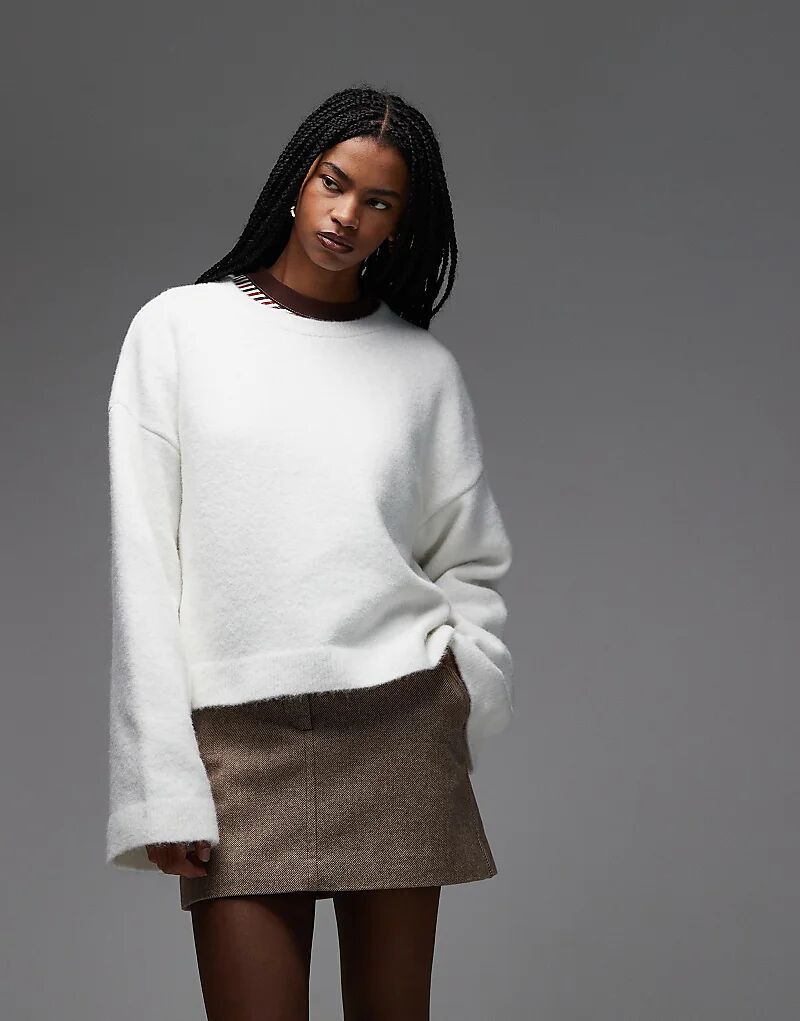 

Супермягкий вязаный джемпер с широкими рукавами из шерсти ASOS DESIGN цвета экрю