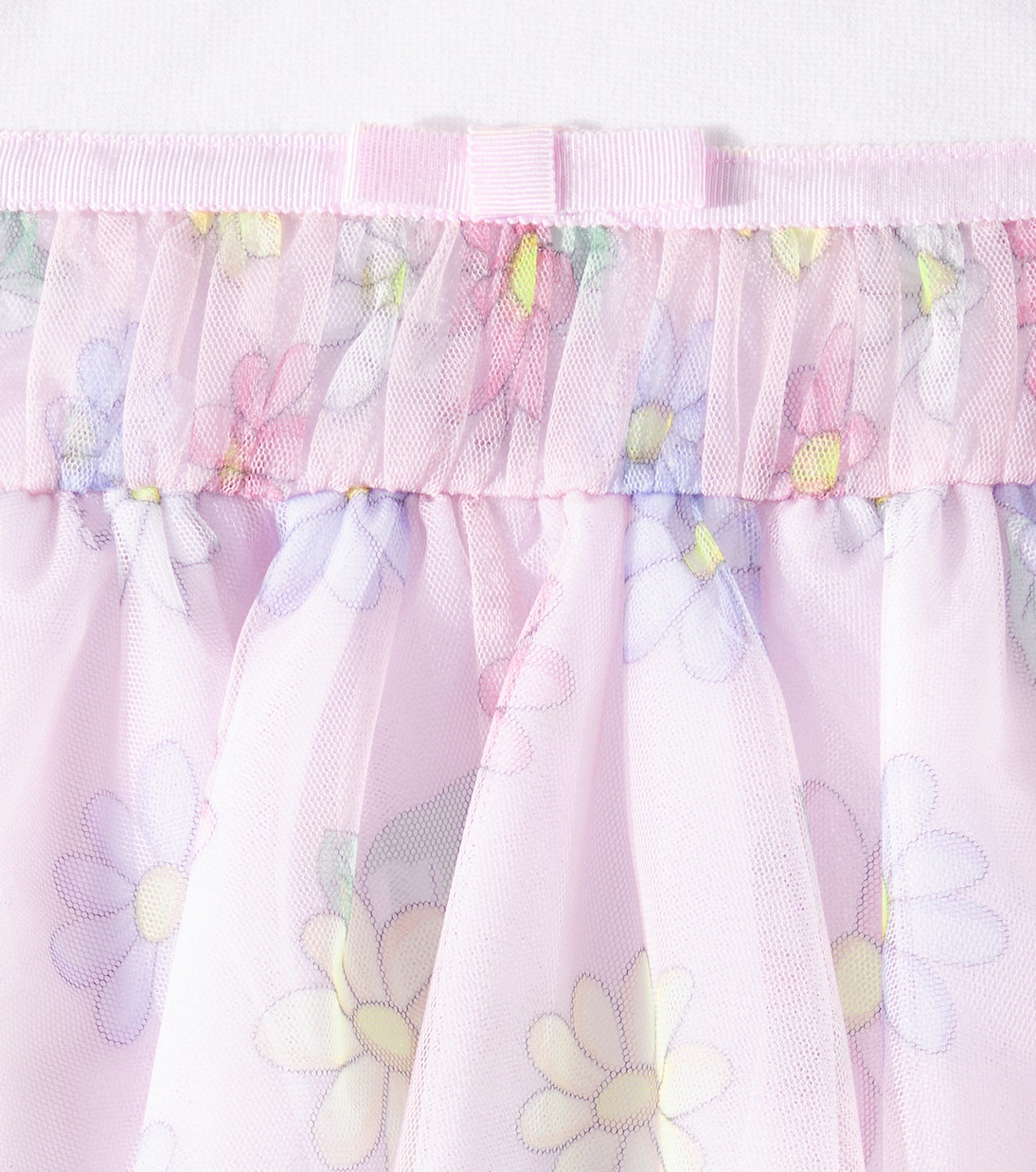 Детское платье из тюля с цветочным принтом Monnalisa, Bianco+Rosa Fairytale — фото 3