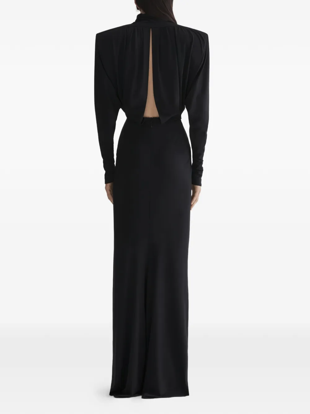Платье с открытой спиной и длинными рукавами Mugler, черный — фото 4