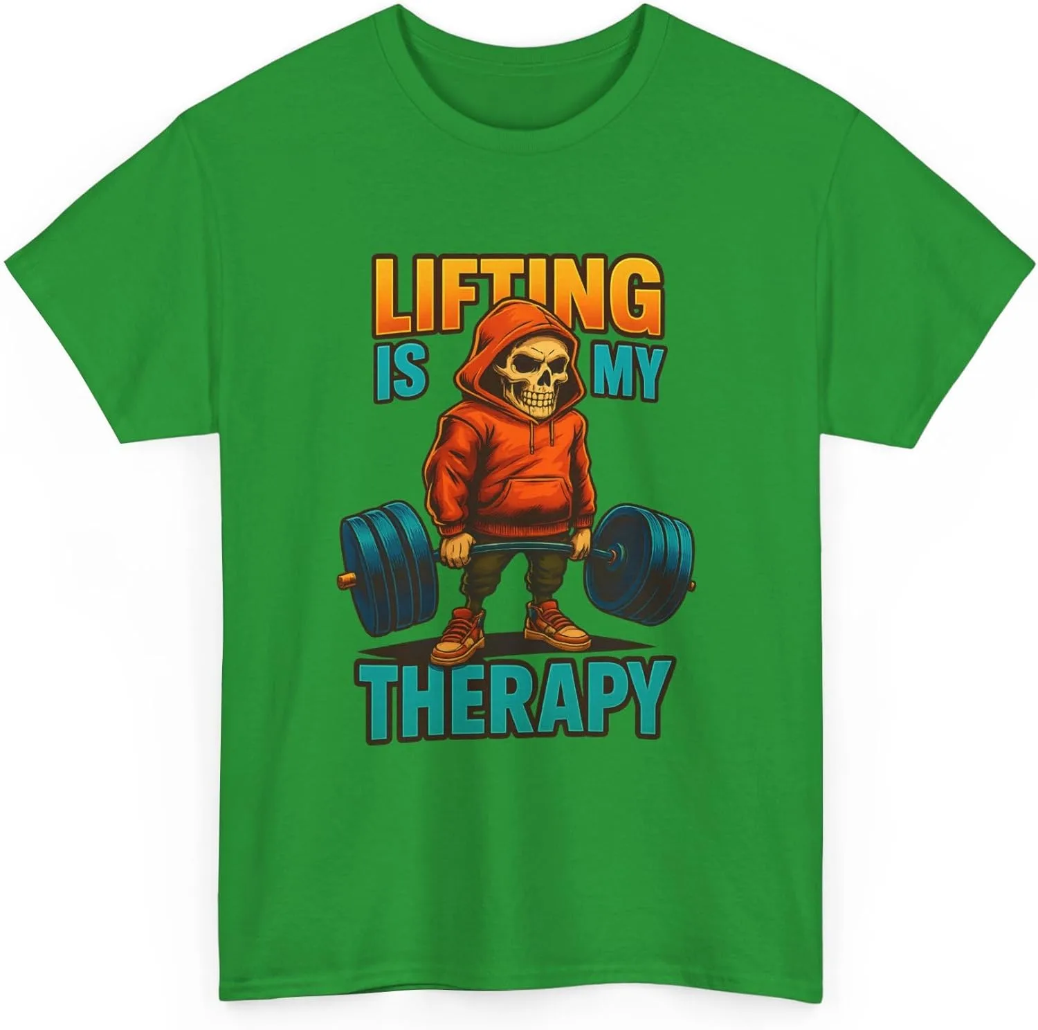 Футболка Unisex Lifting is My Therapy, спортивная майка, одежда для тренажерного зала, фитнес, повседневная одежда, для тяжелоатлетов, пауэрлифтеров, завсегдатаев спортзала GENERIC, зеленый — фото 2