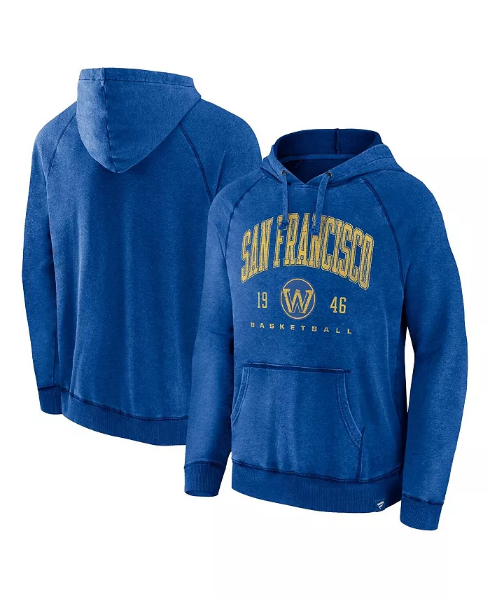 

Мужской худи с рэгланными рукавами Heather Royal Distressed Golden State Warriors Foul Trouble в эффекте снежной стирки Fanatics