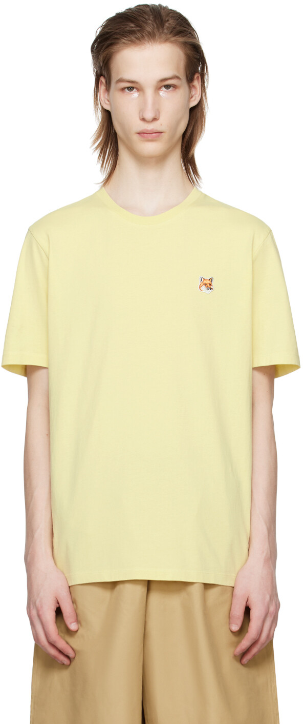 

Желтая футболка с головой лисы Maison Kitsune, цвет Chalk yellow