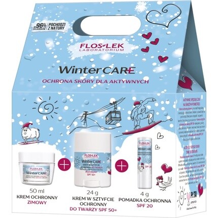 

Flos-Lek Winter Care Набор для защиты кожи для активных людей Крем охронный 50 мл, Крем с эффектом 24г, Помадка 4г Flos Lek