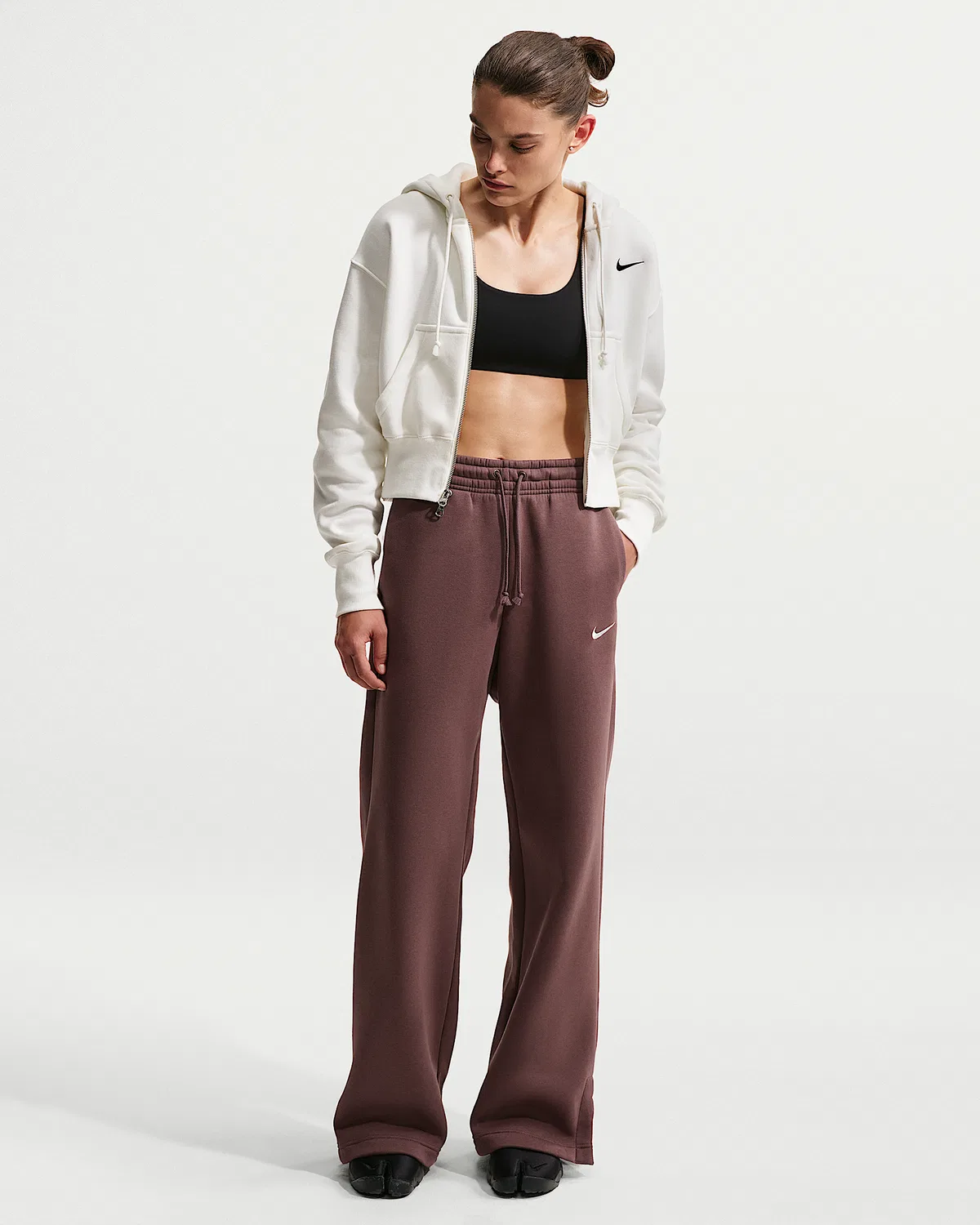 Женские широкие брюки с высокой посадкой Nike Sportswear Phoenix Fleece, Tattoo/Sail