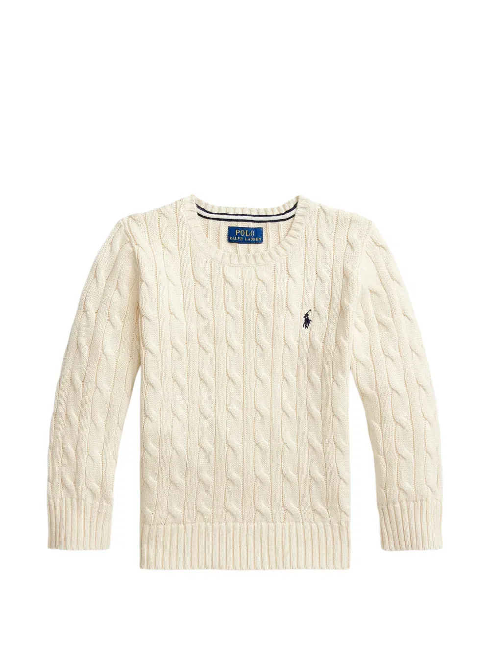 Свитер крупной вязки с вышитым логотипом Polo Ralph Lauren Kids, нейтральный