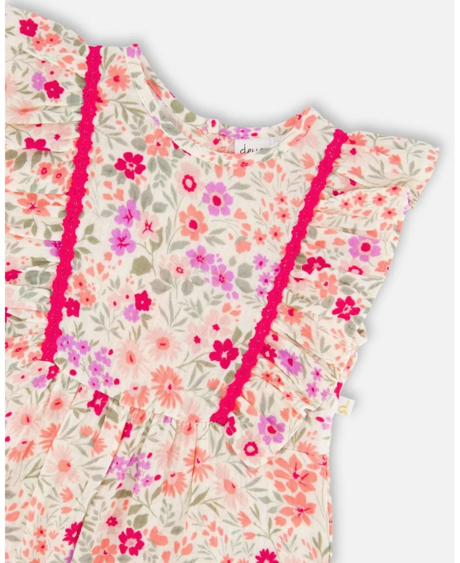 Муслиновый комбинезон для девочек постарше Deux par Deux, off белый printed flowers — фото 4
