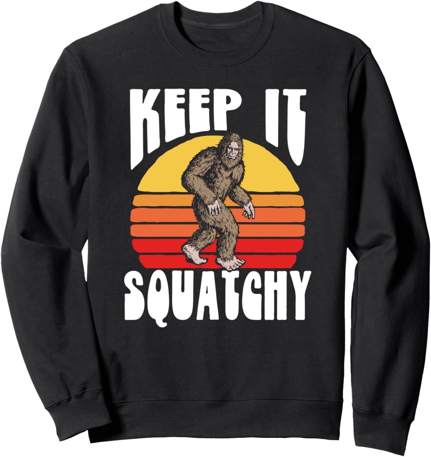 

Keep It Squatchy! Забавная толстовка в стиле ретро 80-х с изображением Бигфута и Сасквоча на фоне заката The Lab Of Weirdos, черный