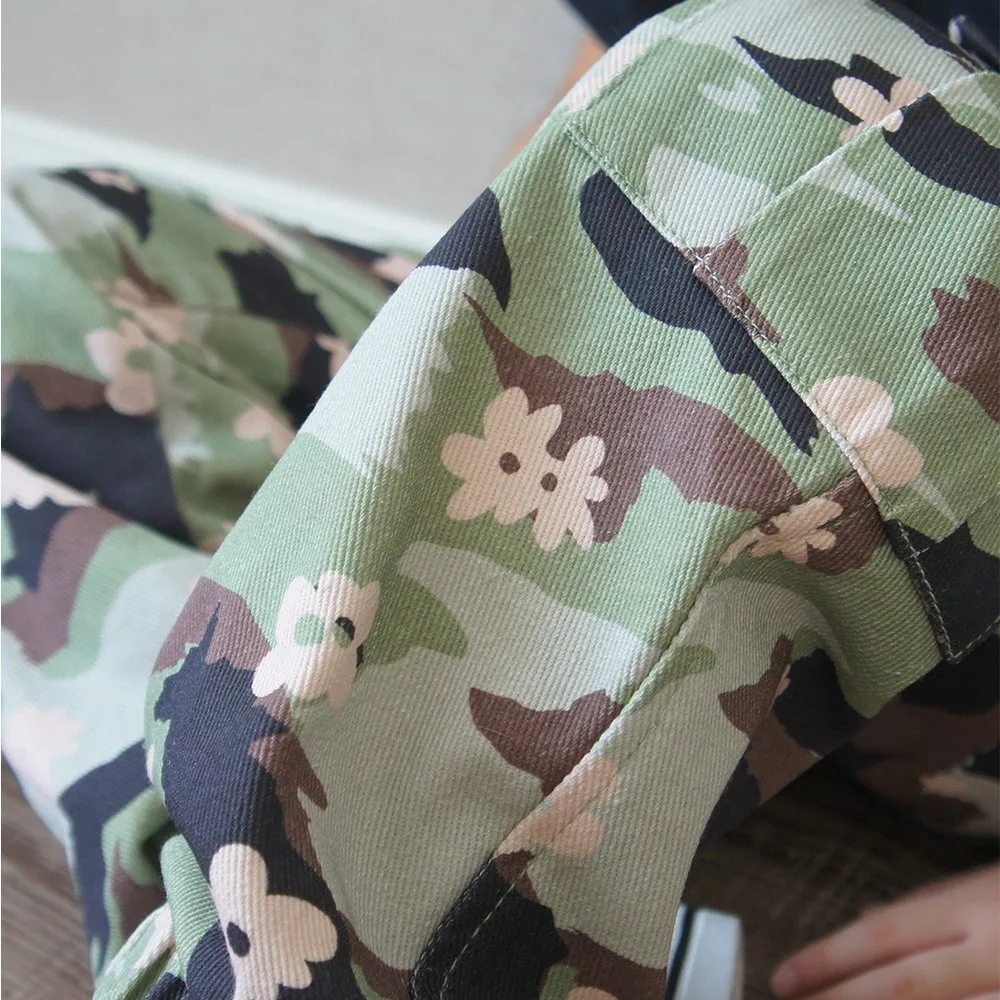 Длинные брюки-карго с камуфляжным и мелким цветочным принтом. Branshes, camouflage — фото 4