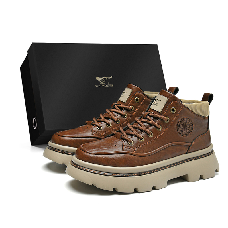 

SEPTWOLVES Короткие мартинсы мужские коричневые, цвет Brown (Standard Leather Shoe Size)