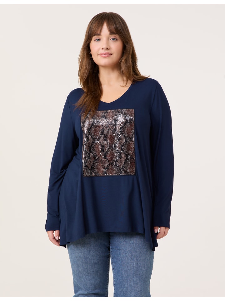 

Лонгслив SAMOON T-Shirt Langarm Rundhals, цвет Dark Lake Blue gemustert