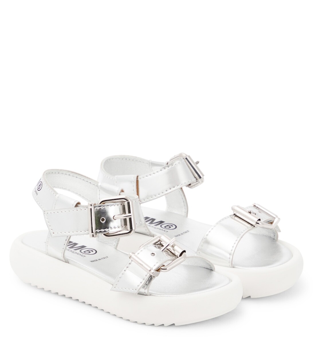 

Кожаные сандалии с эффектом металлик MM6 Maison Margiela, серебряный