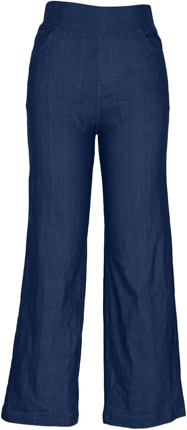 Джинсы женские Pull on Denim Pants High Waisted Palazzo Wide Leg — фото 4