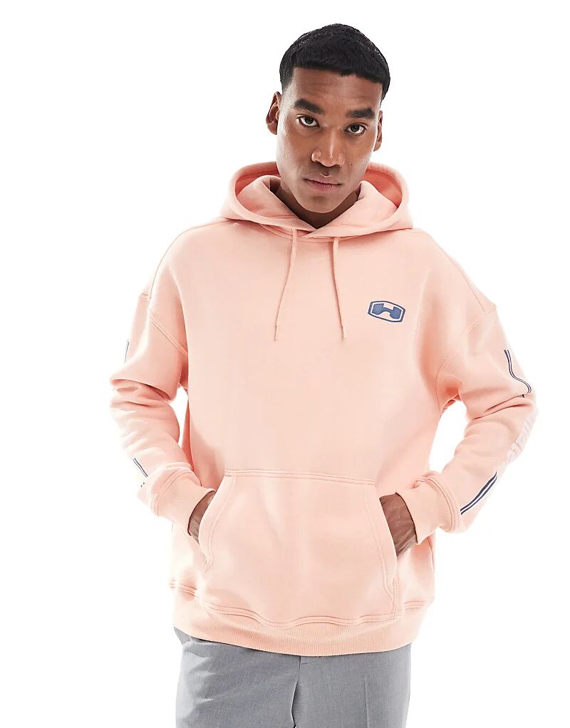 

Мешковатый топ с принтом в стиле 90-х на спине в коралловом цвете Hollister