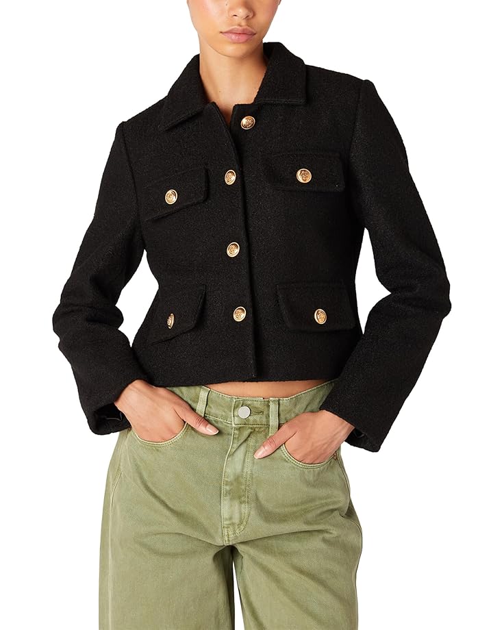 

Куртка Blank NYC Cropped Shirt Jacket With Pocket And Gold Button Detail, черный