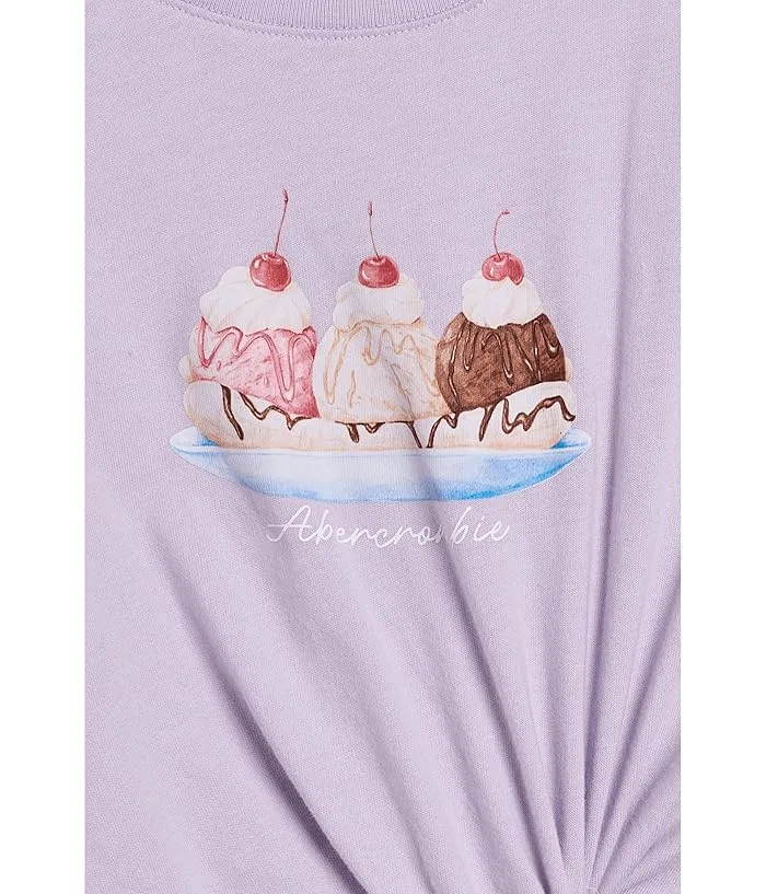 Футболка с мороженым Oversize Ice Cream Sundae Side Knot Tee abercrombie kids, Jet Stream — фото 3