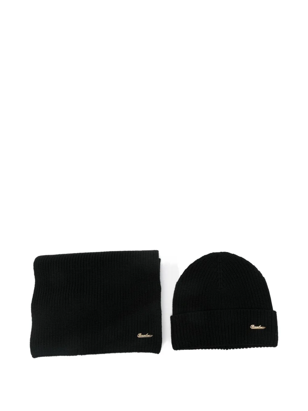 

Комплект из шапки бини с вышитым логотипом Borsalino, черный