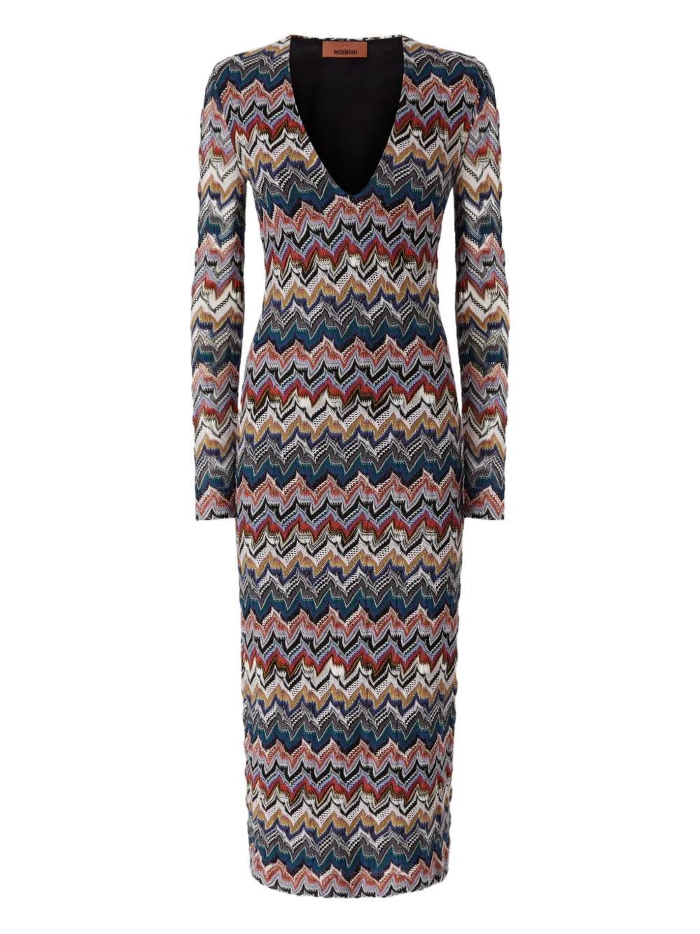 

Платье с длинными рукавами и геометрическим узором Missoni, синий