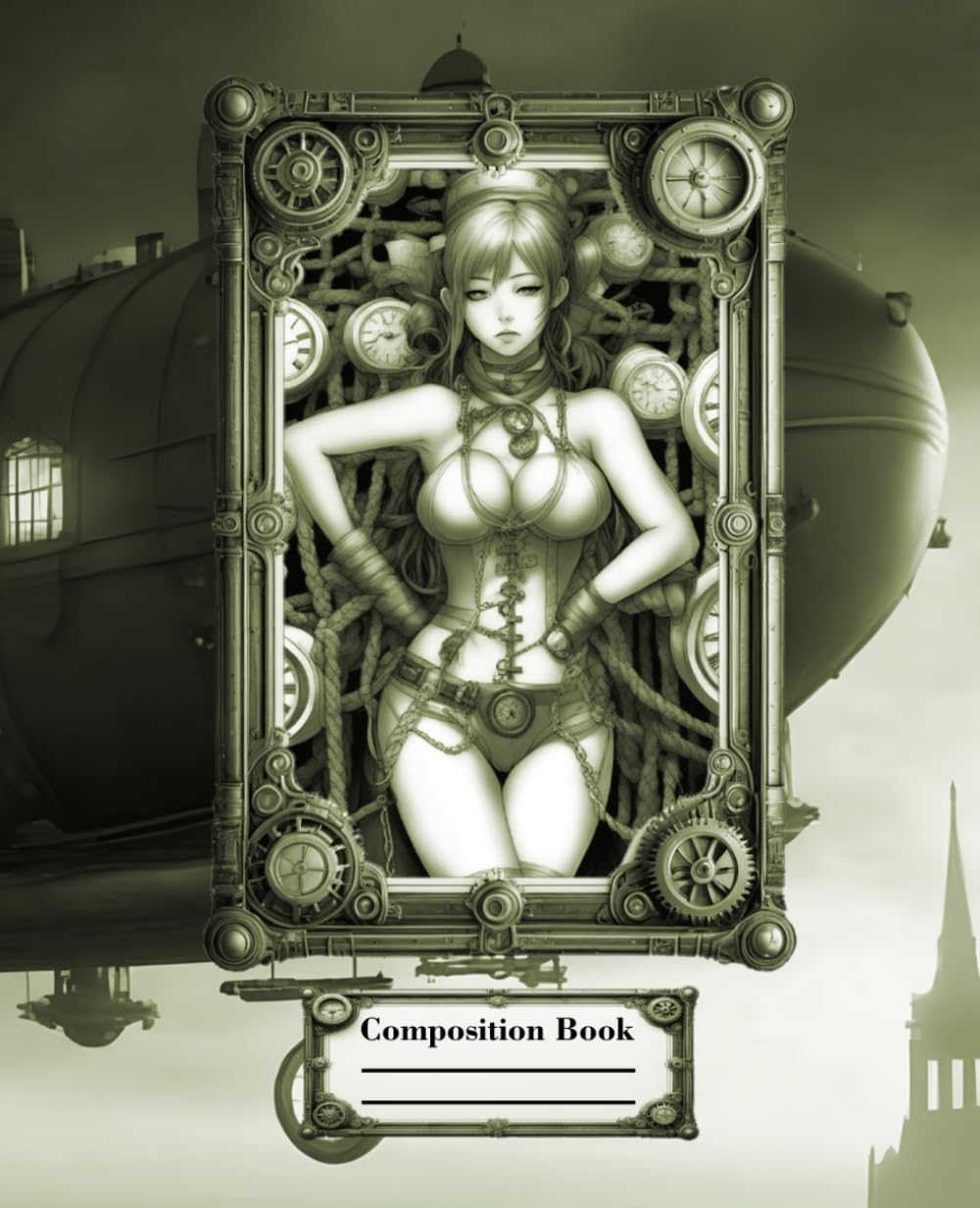 

Composition Notebook: Steampunk Girl Illustration Japan Style with 120 College Ruled, Cream Colored Pages (Independently published)