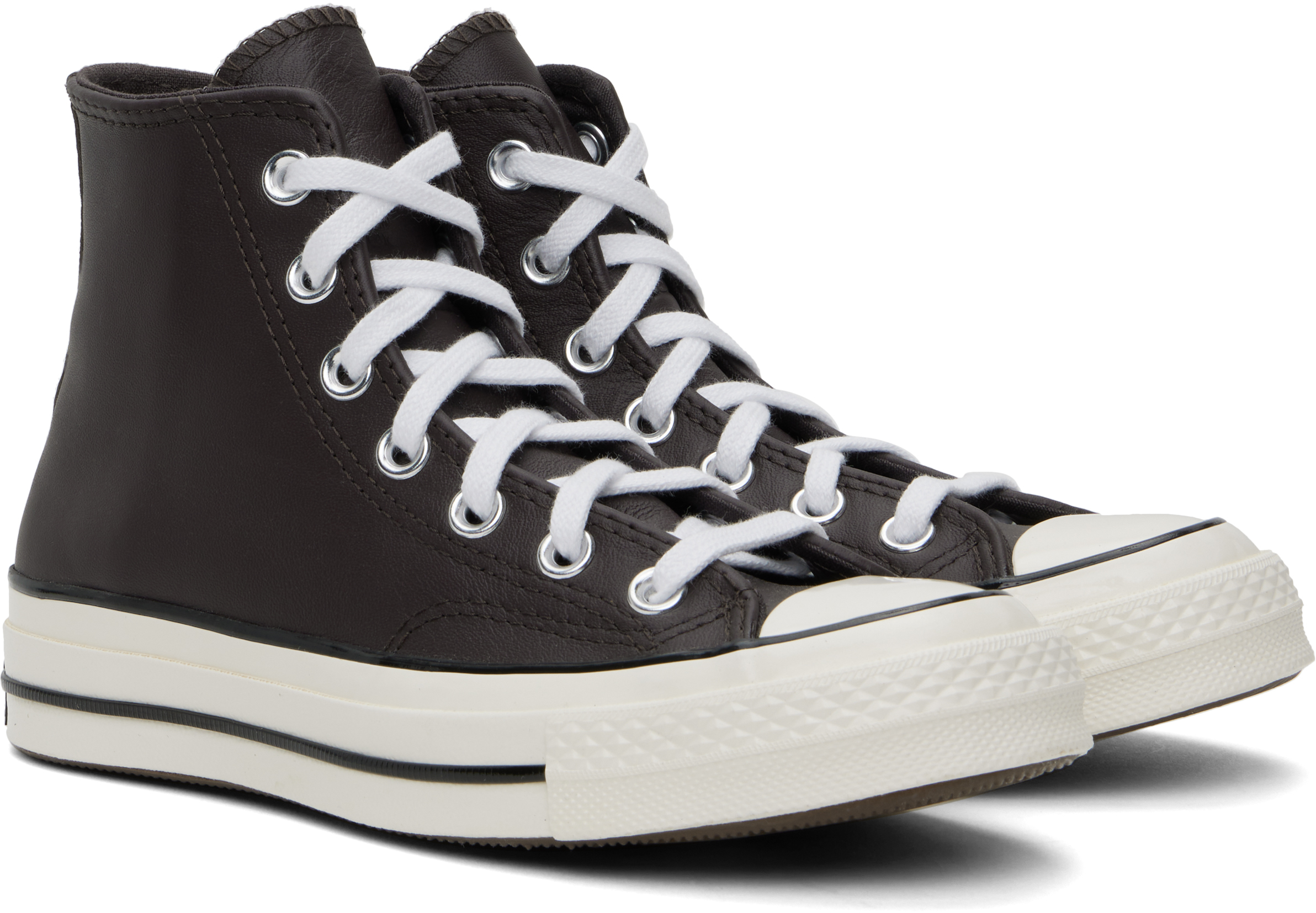 Коричневые высокие кеды Chuck 70 Heritage Color Leather Converse — фото 4
