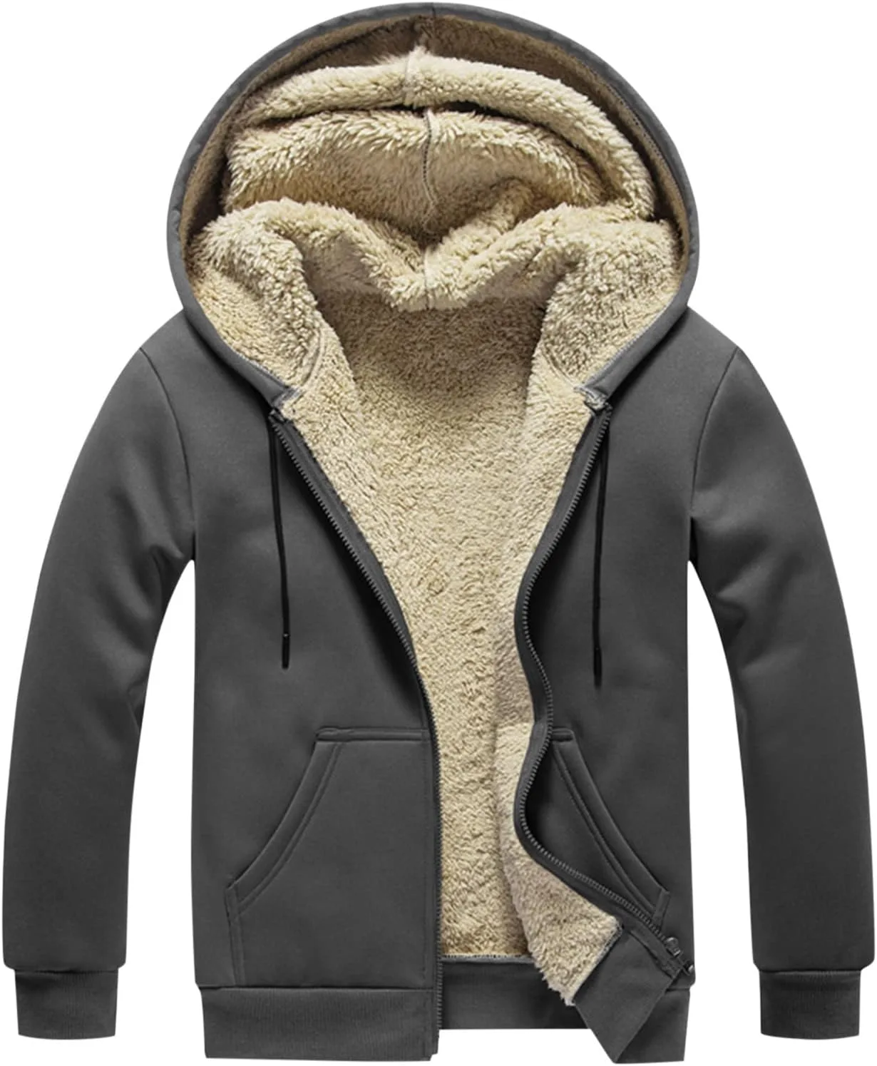 

Мужская толстовка с капюшоном на молнии, утепленная флисом, оверсайз WWPPAION