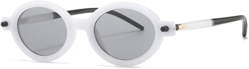 

Овальные двухцветные модные солнцезащитные очки для женщин с защитой от УФ-излучения UV400, винтажные светло-серые, мужские солнцезащитные очки с заклепками MTZJH, White Light Gray