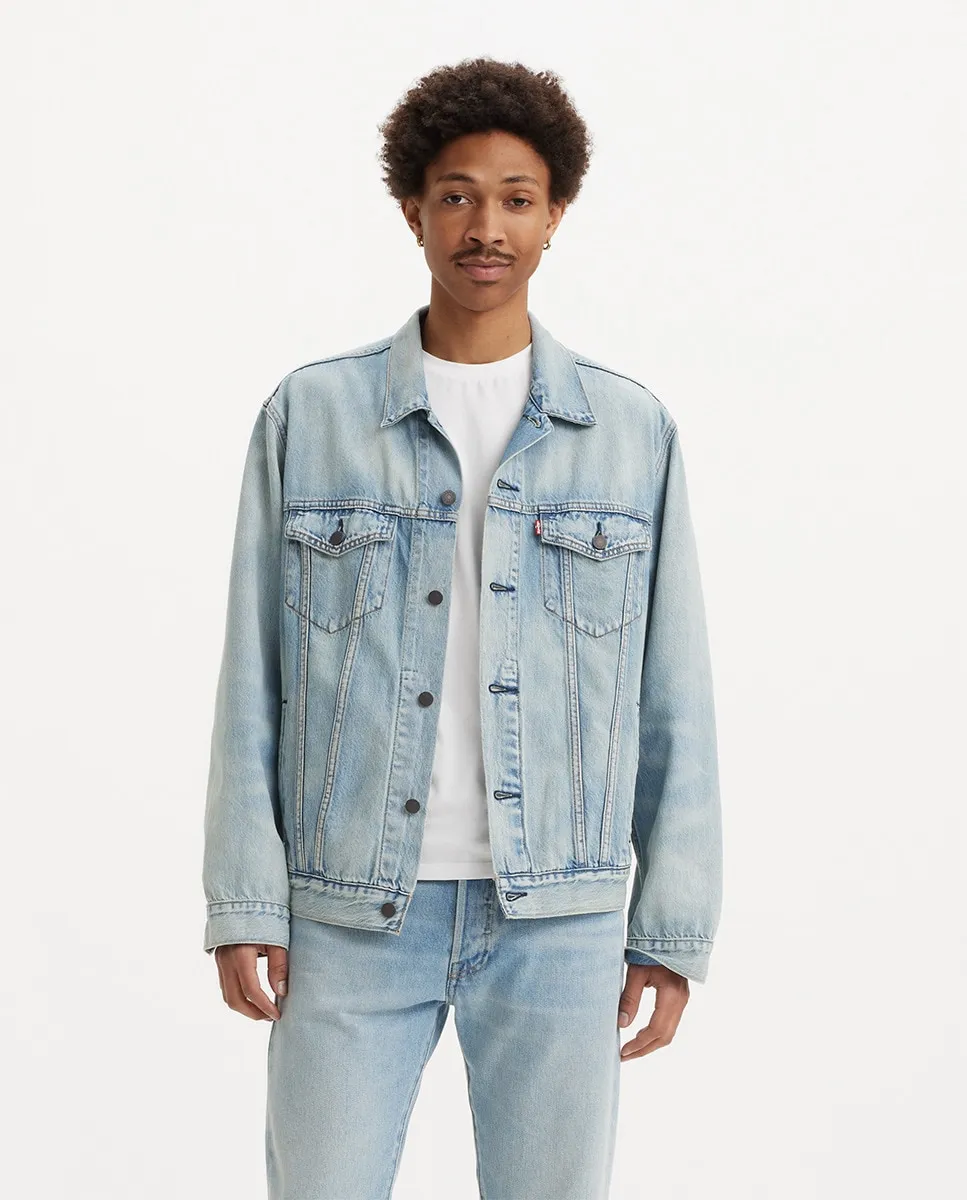 

Мужская однотонная джинсовая куртка свободного кроя Levi's, голубой