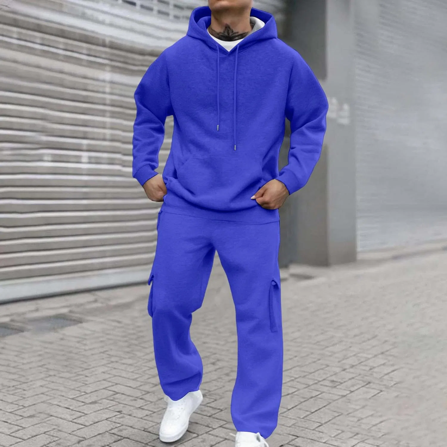 Мужской спортивный костюм из флиса, 2 предмета, 01-blue — фото 2