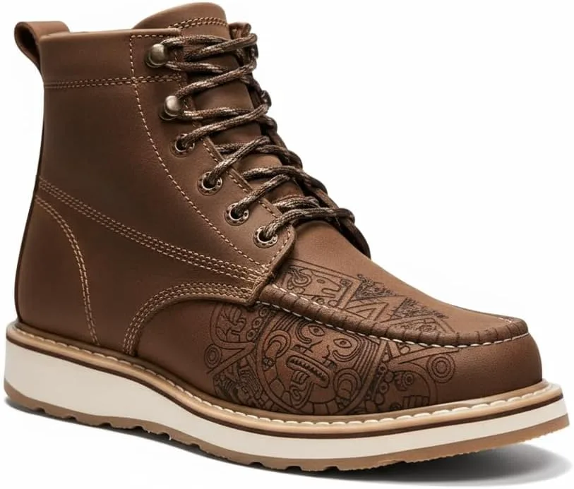 Мужские рабочие ботинки Hammer Original Aztec Moc Toe из натуральной кожи - светло-коричневые, высота подошвы 6 дюймов, двойная плотность, масло- и водостойкие, утепленные, противоусталостные, легкие Generic