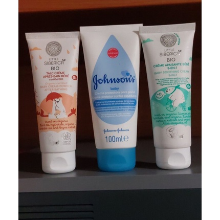 

Детский успокаивающий крем Natura Siberica и крем с биотальком и Johnson's Protekt Natura Sibérica,Jonsons