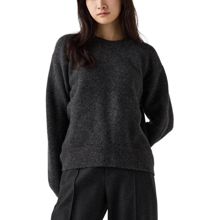 

Джемпер с круглым вырезом из пряжи Soufflé Uniqlo, темно-серый