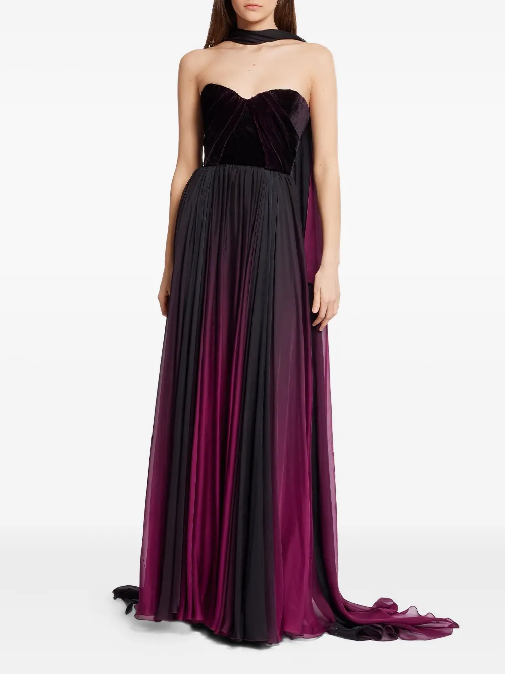 

Макси-платье с бархатными вставками Elie Saab, черный