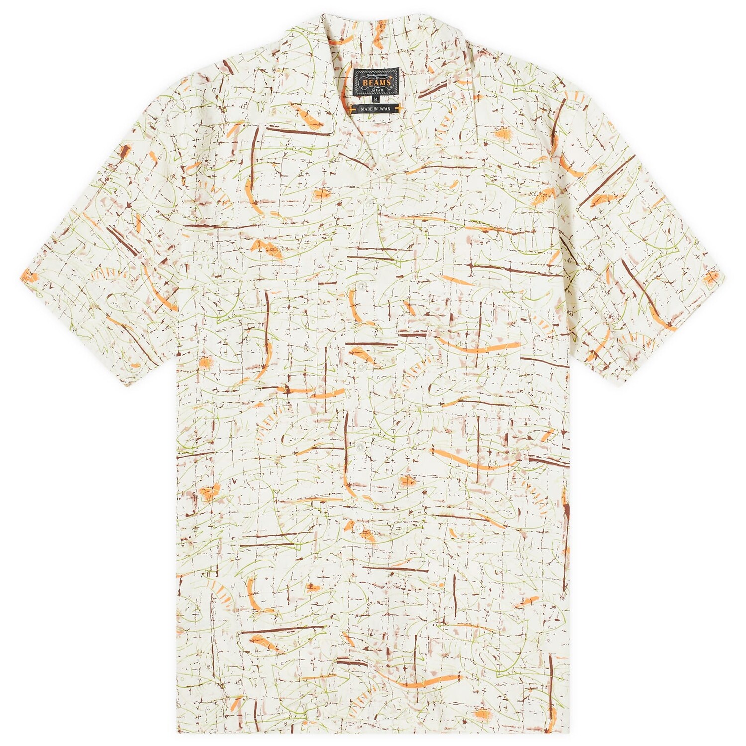 

Рубашка Beams Plus Open Collar Rayon Print Shirt, белый