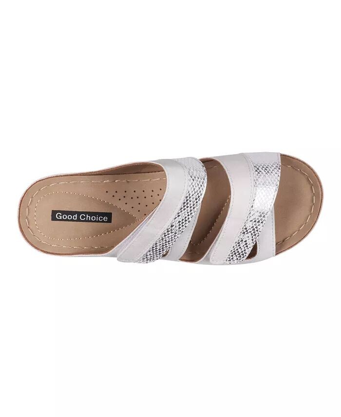 Женские босоножки на танкетке с двумя ремешками Havana GC Shoes, белый — фото 4
