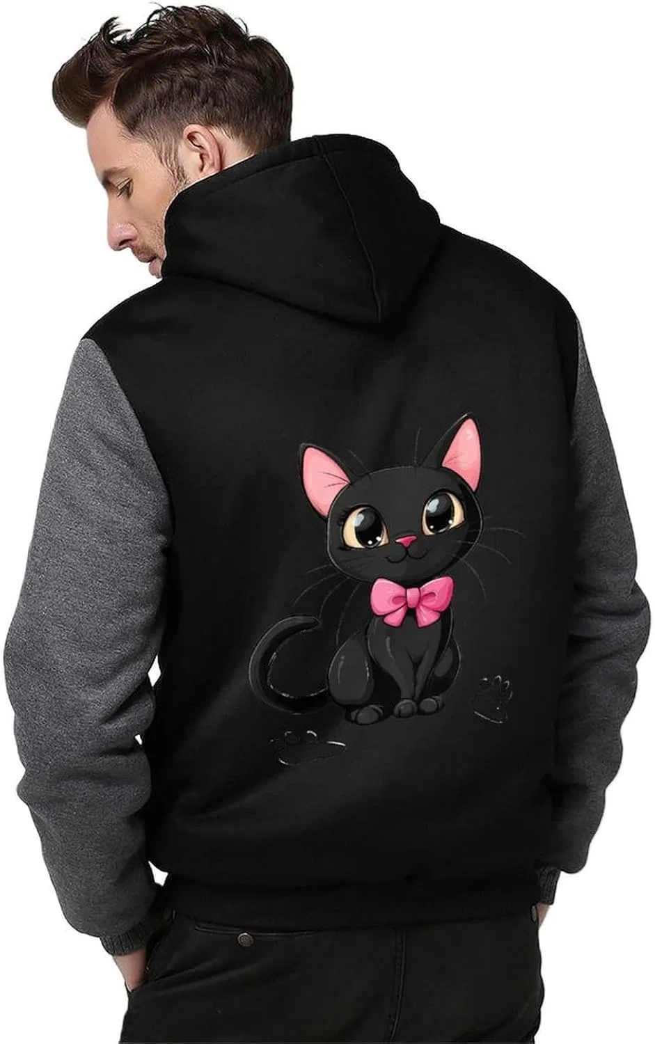 Мужская толстовка с капюшоном на молнии Black Cat, флисовая куртка, зимняя теплая одежда — фото 2