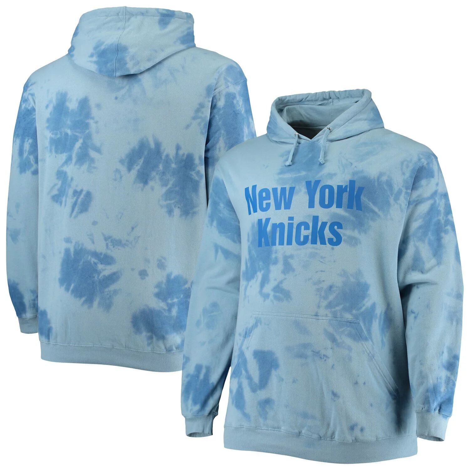 

Мужской синий пуловер с капюшоном New York Knicks Big & Tall Wordmark Cloud Dye Fanatics