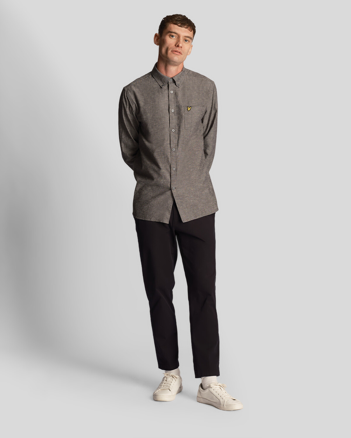 

Рубашка на пуговицах из хлопкового льна Lyle & Scott, серый