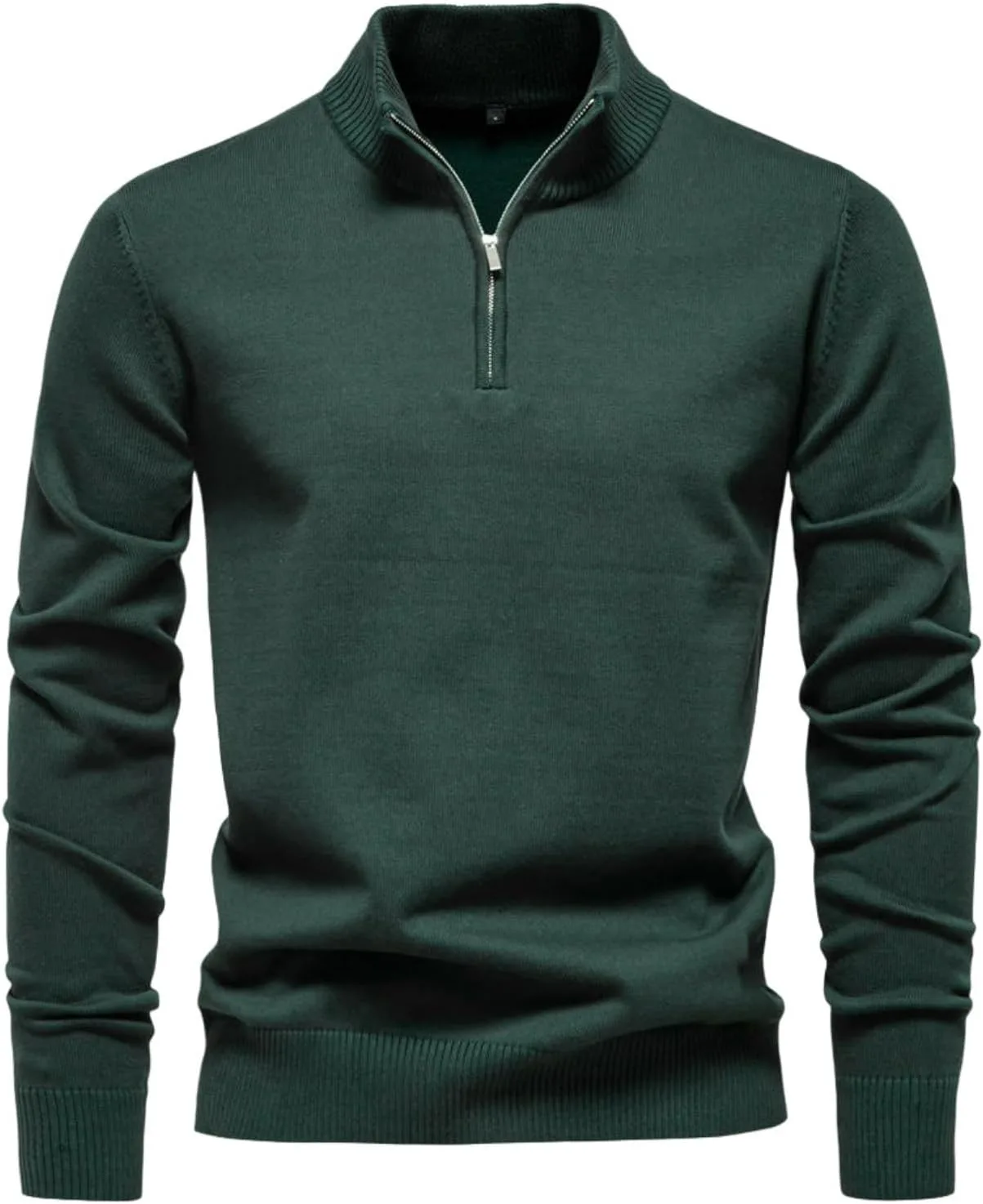 

Мужской свитер Slim Fit из чистого хлопка с полумолнией и воротником-стойкой OAKVERVE