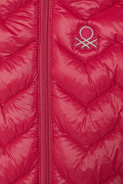 Жилет с капюшоном детский United Colors of Benetton, розовый — фото 3