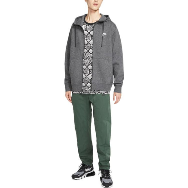 Толстовка Nike Sportswear Club Fleece Full-Zip Hoodie 'Dark grey', серый — фото 3